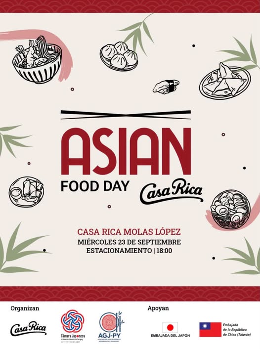 Día de la Comida Asiática en Casa Rica Molas López, a partir de las 18:00! 🍜🍣🥠